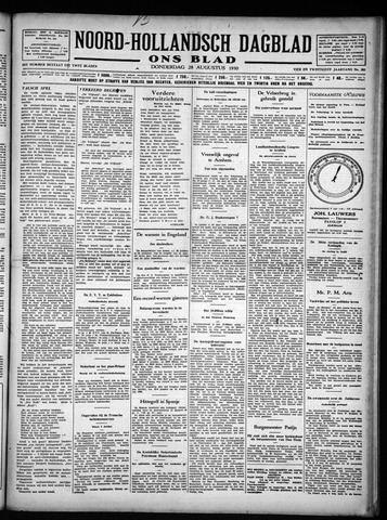 Noord-Hollandsch Dagblad : ons blad 1930-08-28