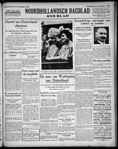 Noord-Hollandsch Dagblad : ons blad 1939-03-22