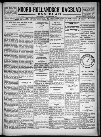 Noord-Hollandsch Dagblad : ons blad 1931-11-02