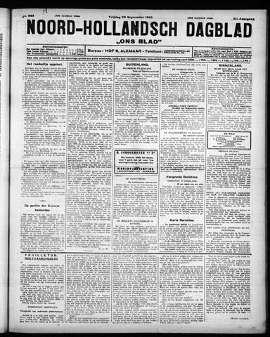 Noord-Hollandsch Dagblad : ons blad 1927-09-23
