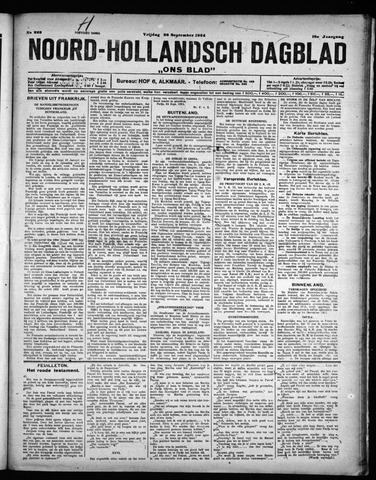 Noord-Hollandsch Dagblad : ons blad 1924-09-26