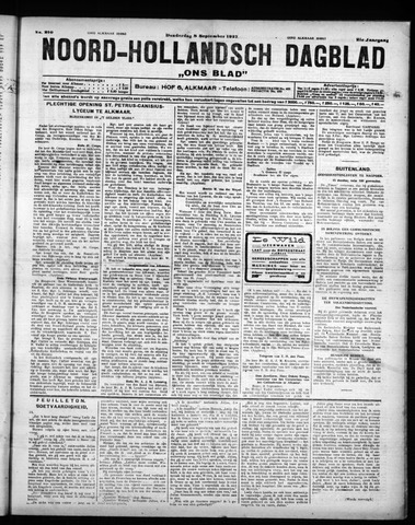 Noord-Hollandsch Dagblad : ons blad 1927-09-08