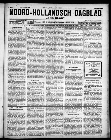 Noord-Hollandsch Dagblad : ons blad 1927-09-20
