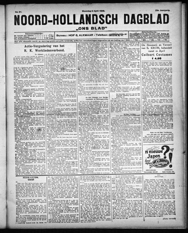 Noord-Hollandsch Dagblad : ons blad 1929-04-08