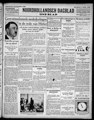 Noord-Hollandsch Dagblad : ons blad 1939-04-03