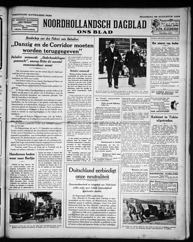 Noord-Hollandsch Dagblad : ons blad 1939-08-28