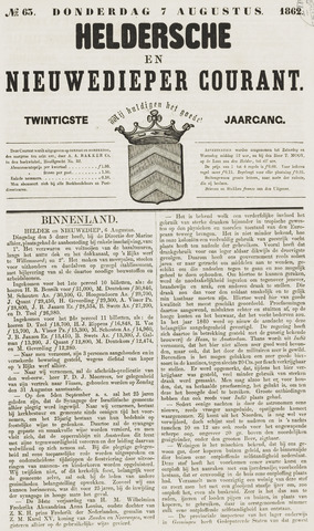 Heldersche en Nieuwedieper Courant 1862-08-07