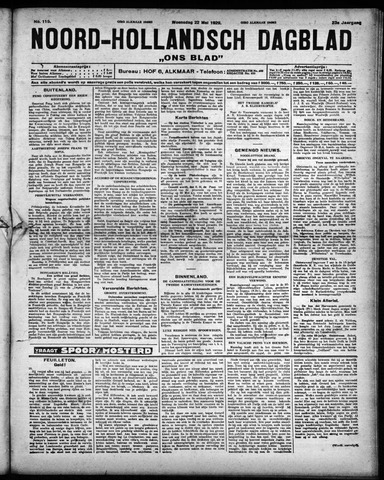 Noord-Hollandsch Dagblad : ons blad 1929-05-22