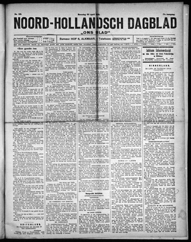 Noord-Hollandsch Dagblad : ons blad 1923-04-30