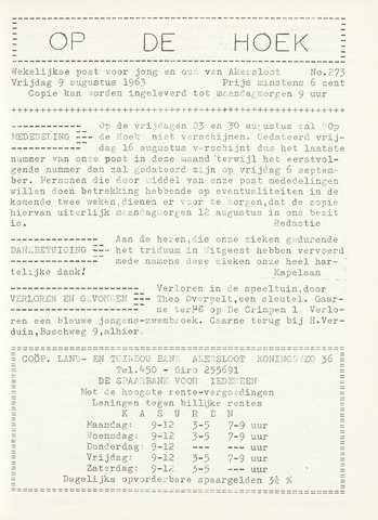 Op De Hoek, weekblad voor Akersloot 1963-08-09