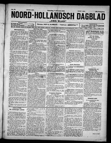 Noord-Hollandsch Dagblad : ons blad 1925-02-07