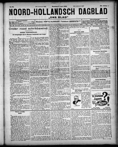 Noord-Hollandsch Dagblad : ons blad 1929-04-22