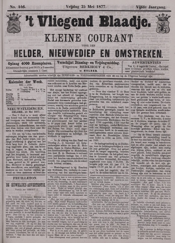 Vliegend blaadje : nieuws- en advertentiebode voor Den Helder 1877-05-25
