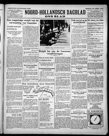Noord-Hollandsch Dagblad : ons blad 1937-04-30