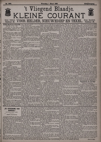 Vliegend blaadje : nieuws- en advertentiebode voor Den Helder 1893-03-01