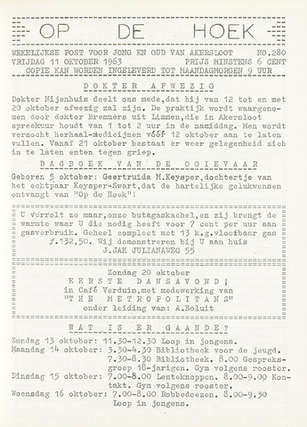 Op De Hoek, weekblad voor Akersloot 1963-10-11