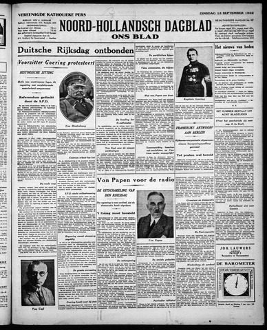 Noord-Hollandsch Dagblad : ons blad 1932-09-13