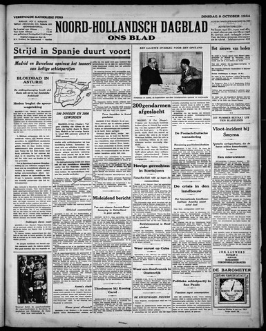 Noord-Hollandsch Dagblad : ons blad 1934-10-09