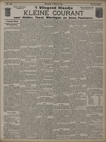 Vliegend blaadje : nieuws- en advertentiebode voor Den Helder 1909-02-17