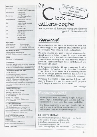 De Clock van Callens-Ooghe 2003-04-01
