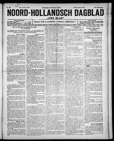 Noord-Hollandsch Dagblad : ons blad 1927-02-28