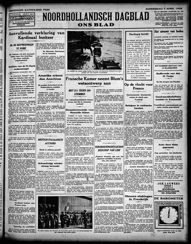 Noord-Hollandsch Dagblad : ons blad 1938-04-07
