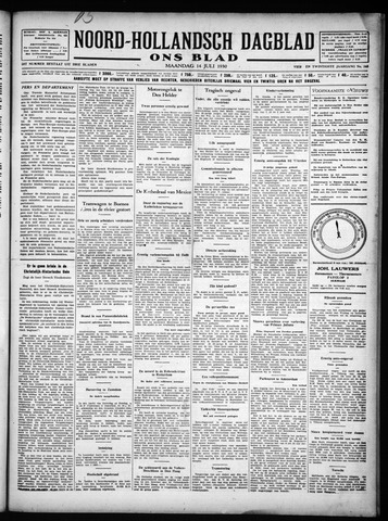 Noord-Hollandsch Dagblad : ons blad 1930-07-14