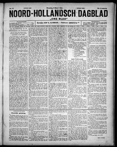 Noord-Hollandsch Dagblad : ons blad 1924-03-03