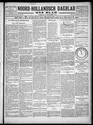 Noord-Hollandsch Dagblad : ons blad 1931-11-27