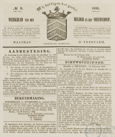 Weekblad van Den Helder en het Nieuwediep 1856-02-25