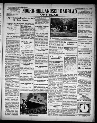 Noord-Hollandsch Dagblad : ons blad 1935-03-22