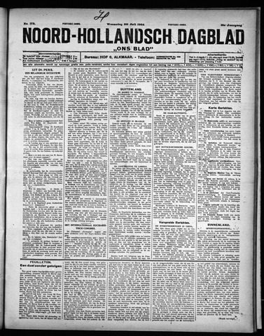 Noord-Hollandsch Dagblad : ons blad 1924-07-30