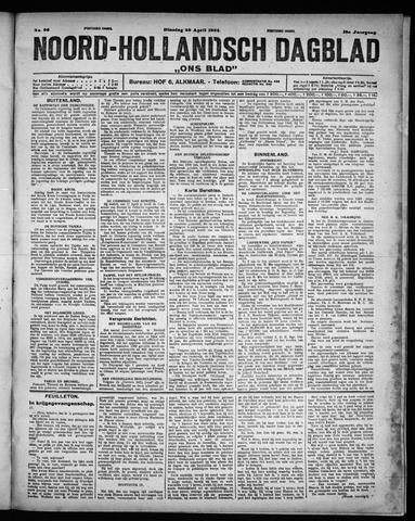 Noord-Hollandsch Dagblad : ons blad 1924-04-29