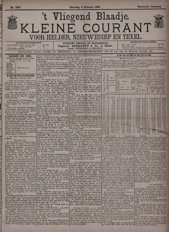 Vliegend blaadje : nieuws- en advertentiebode voor Den Helder 1886-02-06
