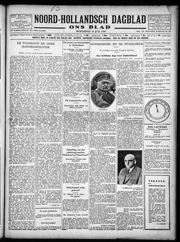 Noord-Hollandsch Dagblad : ons blad 1930-07-16