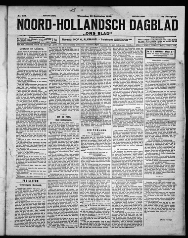 Noord-Hollandsch Dagblad : ons blad 1923-09-26