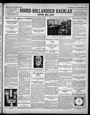Noord-Hollandsch Dagblad : ons blad 1933-11-08