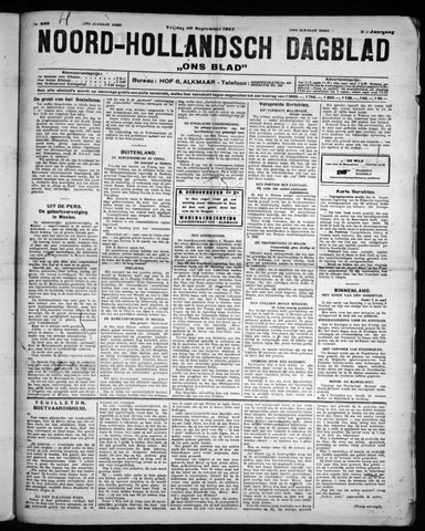Noord-Hollandsch Dagblad : ons blad 1927-09-30