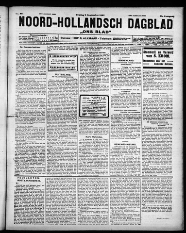Noord-Hollandsch Dagblad : ons blad 1927-09-09