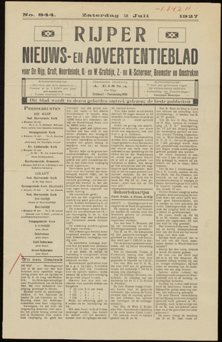 Rijper Nieuws- en Advertentieblad 1927-07-02