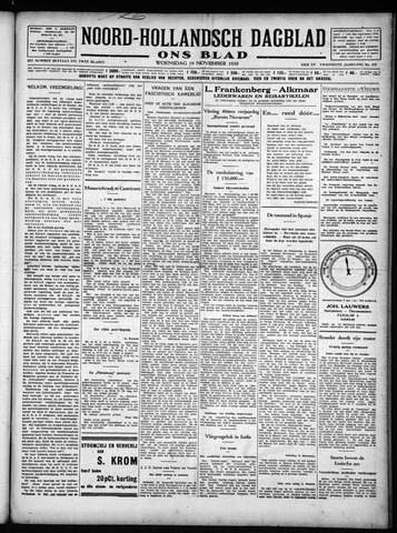 Noord-Hollandsch Dagblad : ons blad 1930-11-19