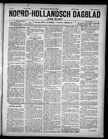 Noord-Hollandsch Dagblad : ons blad 1924-02-13