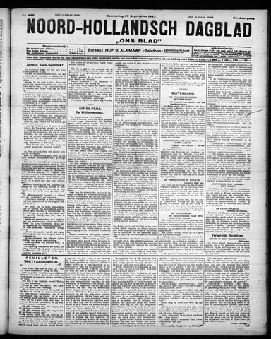 Noord-Hollandsch Dagblad : ons blad 1927-09-22
