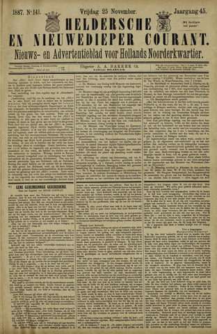 Heldersche en Nieuwedieper Courant 1887-11-25