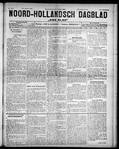Noord-Hollandsch Dagblad : ons blad 1927-11-03