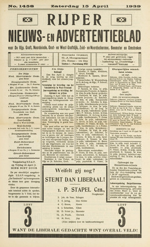 Rijper Nieuws- en Advertentieblad 1939-04-15