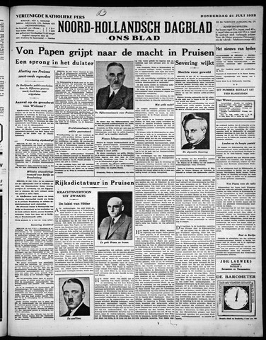 Noord-Hollandsch Dagblad : ons blad 1932-07-21