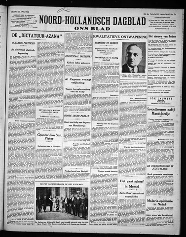 Noord-Hollandsch Dagblad : ons blad 1932-04-22