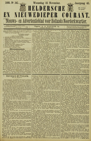 Heldersche en Nieuwedieper Courant 1885-11-25