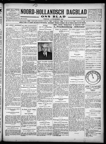 Noord-Hollandsch Dagblad : ons blad 1930-12-12